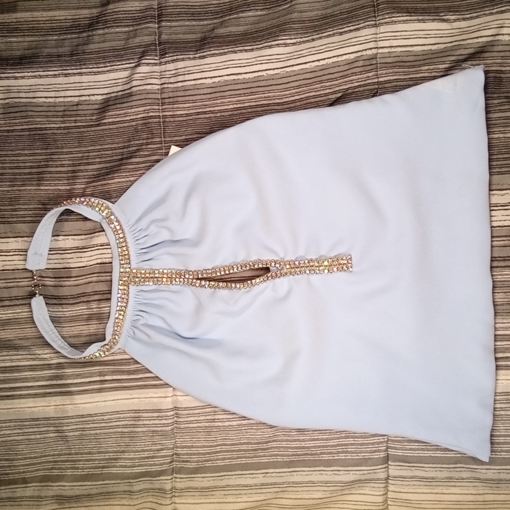Evening Blouse w/ Rhinestone Decor